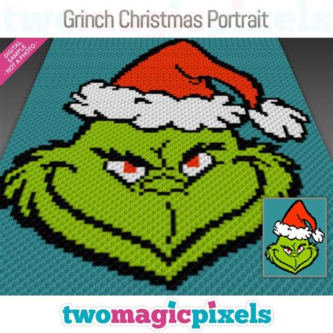 Grinch Christmas Portrait By Two Magic Pixels Crochet Flower Patterns