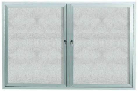 Outdoor Enclosed Aluminum Illuminated Indoor 2 Door Bulletin Board Cabinet 36 H X 48 W