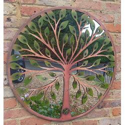 Green Leaf Tree Of Life Metal Framed Wall Mirror Cm Diameter