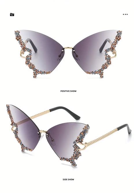 Butterfly Rimless Fashion Women Luxury Rhinestone Decorative Temu