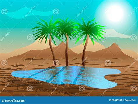 Oasis In The Desert Stock Vector Illustration Of Haze 52443549