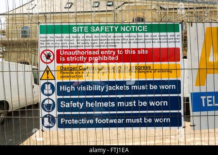 Site safety signs construction site for health and safety Stock Photo ...