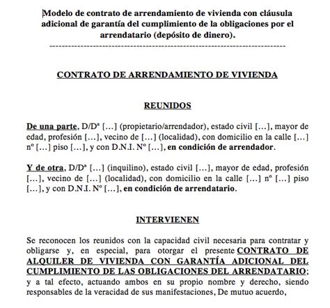 Descargar Contrato De Arrendamiento Con Dep Sito Como Garant A