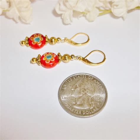 Wvluckygirl Jewelry Earrings Orange And Gold Flower Nwt Handmade