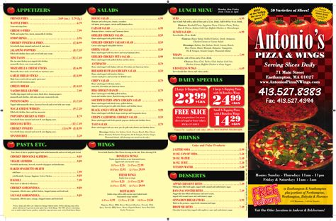 Menu for Antonio's Pizza & Wings in Easthampton, MA | Sirved