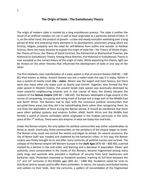 Evolutionary Theory Of Origin Of State – BLGQMG