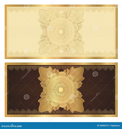 Voucher T Certificate Template Gold Pattern Stock Vector