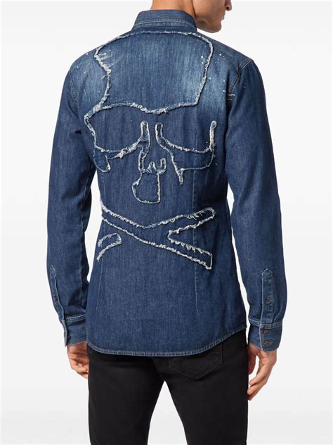 Philipp Plein Denim Long Sleeved Shirt Blue Farfetch