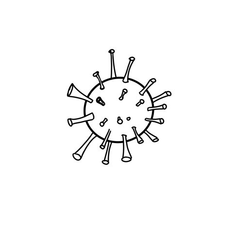 Virus Outline On A White Background Vector Doodle Illustration