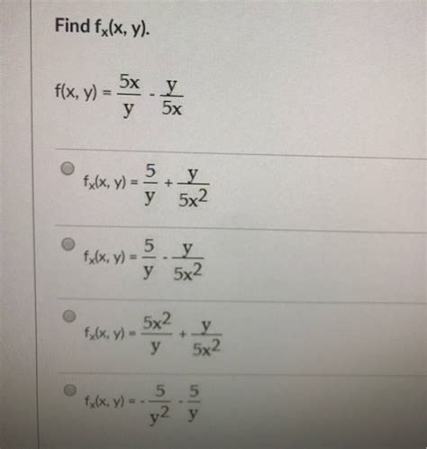 Solved Find The Second Order Partial Derivative Find Fyy When F X