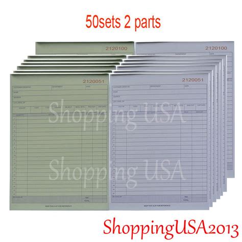 X Part Invoice Book Sale Order Carbonless Receipt Forms Sets