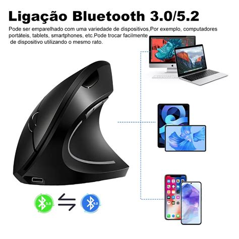 Mouse Bluetooth Recarregável Gamer - Mouse gamer ergonômico recarregável Bluetooth de modo duplo sem fio ...