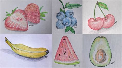 6 easy drawing of fruits | Sinoun Drawing | Easy drawings, Fruits drawing, Drawings