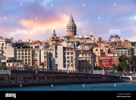 Istanbul Turkey Galata Bridge Galata Tower Karakoy