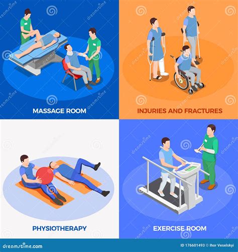 Isometric Physiotherapy Design Concept Stock Vector Illustration Of