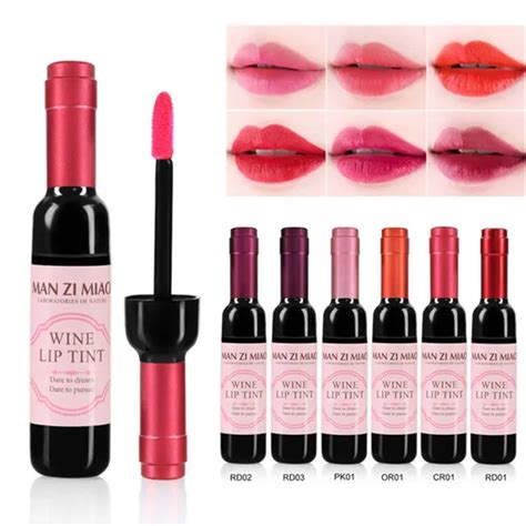 6pcs Korean Cosmetics Makeup Lips Red Wine Shape Matte Liqud Lip Tint Sexy Lip Gloss Waterproof