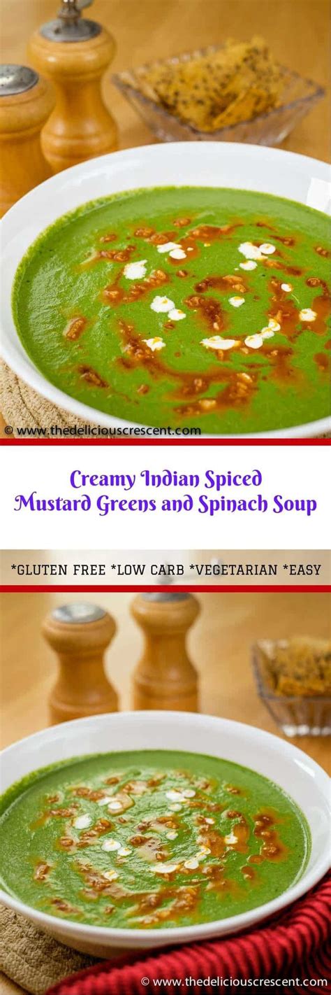 Creamy Mustard Greens and Spinach Soup | The Delicious Crescent