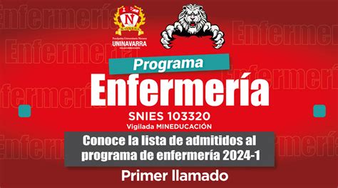 Listado De Admitidos Al Programa De Enfermería Primer Llamado