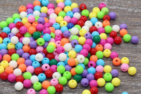 6mm Multicolored Gumball Beads Round Acrylic Loose Beads Etsy