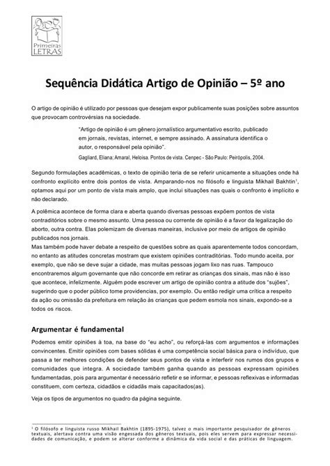 PDF Sequência Didática Artigo de Opinião 5º PDF filesérios riscos