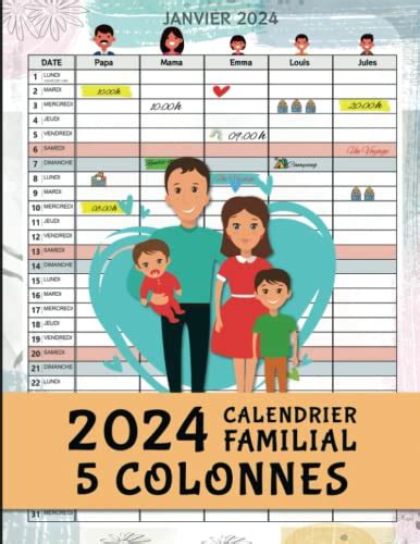 Calendrier Familial Colonnes Organiseur Familial Pour