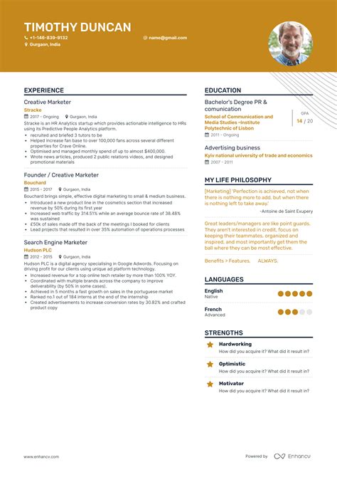 Creative Marketing Resume Examples & Guide for 2023 (Layout, Skills, Keywords & Job Description)