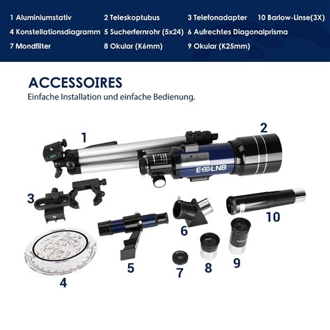 Esslnb X Teleskop Astronomie Refraktor X Barlow Linse Mit Stativ