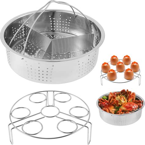 Mlfire Steamer Basket Fast Steaming Grid Baskets Divider With Egg Steam Rack Trivet Stainless