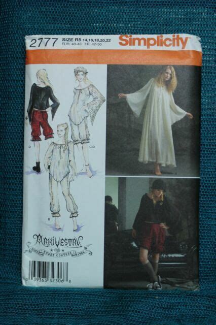 Simplicity Arkivestry Costume Pattern 2777 Size R5 Women For Sale