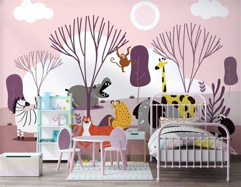 Jungle Animals Wallpaper, Jungle Wall Mural, Wallapaper for Boys, Girls ...