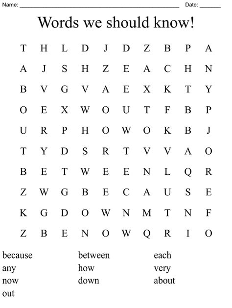 Words We Should Know Word Search Wordmint