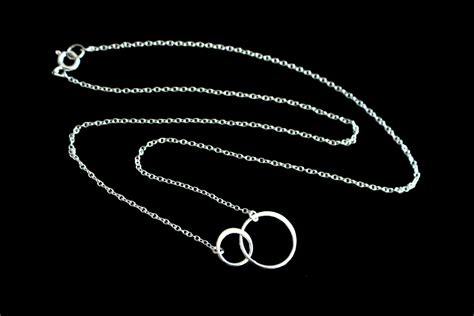 Sterling Silver Infinity Necklace Interlocking Circle Etsy