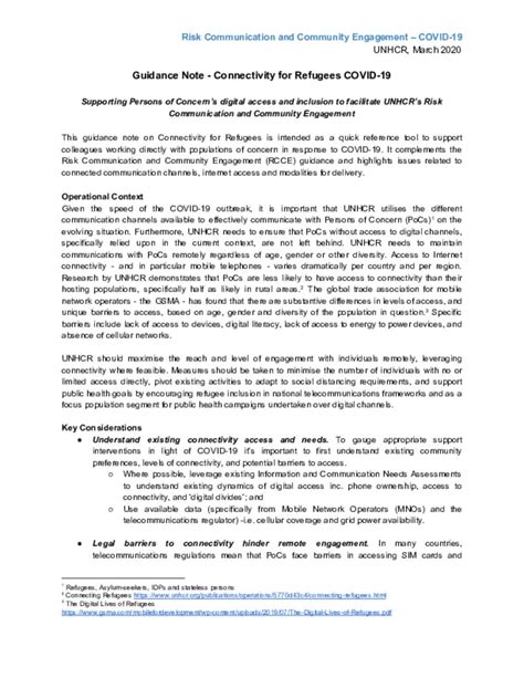 Document Guidance Note Connectivity For Refugees COVID 19