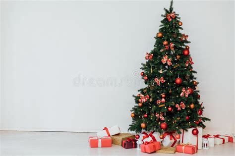 stylish living room interior christmas tree  fireplace stock photo