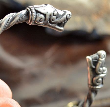 Wolf Heads Head Silver Viking Bracelet Burg Isle Of Gotland Sweden