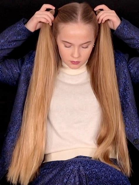 VIDEO Audrey S Long Blonde Pigtails Long Hair Styles Long Blonde