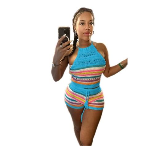 Ensemble deux pièces en fibre précieuse pour femme short taille haute