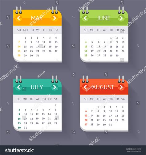 Calendar Quarter Month Current Year Set Stock Vector (Royalty Free ...