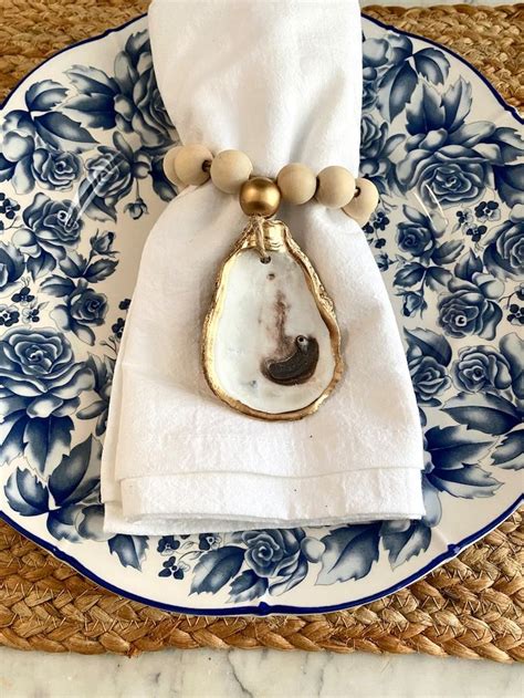 Oyster Shell Napkin Ring Wine Charm Table Decor Shell Ornament