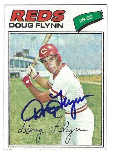 Autographed Doug Flynn Cincinnati Reds Topps Card Main Line