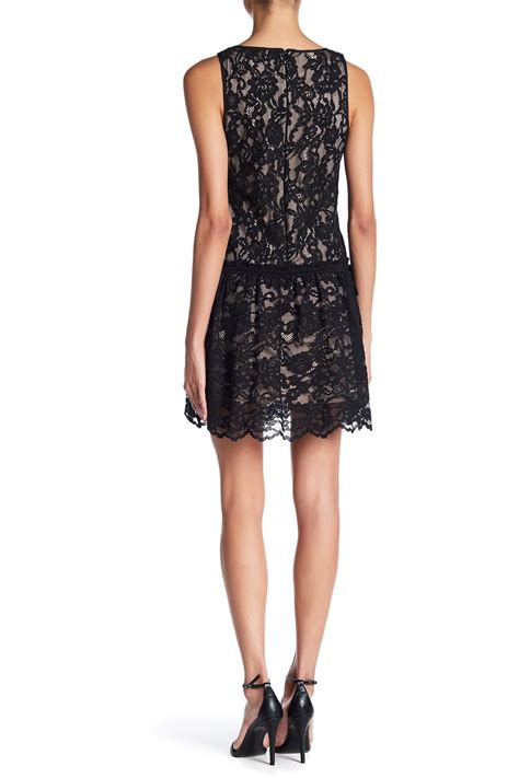 Lyst Laundry By Shelli Segal Velvet Bow Drop Waist Lace Dress In Black