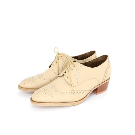 Ivory Oxford Brogues Shoes Cuban Heel Free Worldwide Etsy