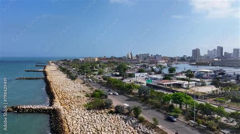 Coastal Road At Cartagena De India In Bolivar Colombia Caribbean