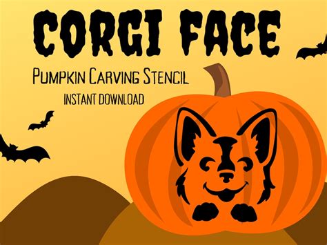 Cute Corgi Face Pumpkin Carving Stencil 1 Unique Halloween Jack O'lantern Carving Pattern - Etsy