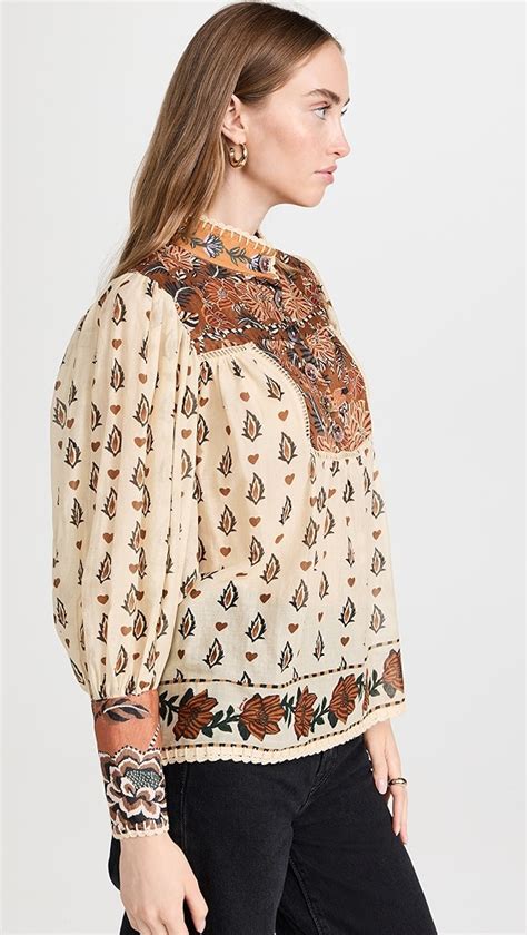 Farm Rio Ainika Floral Beige Long Sleeve Blouse Shopbop