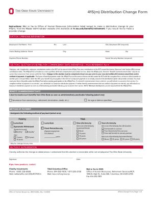 Fillable Online Hr Osu M Distribution Change Form Human