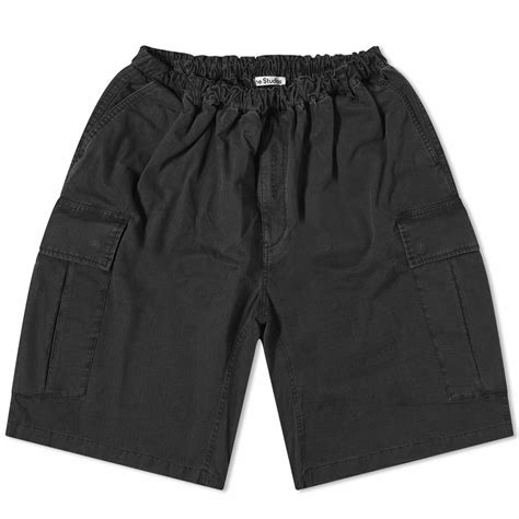 acne studios mens rudento cotton ripstop shorts  black acne studios
