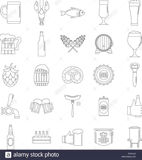 Beer Icons Set Outline Illustration Of 25 Beer Vector Icons For Web