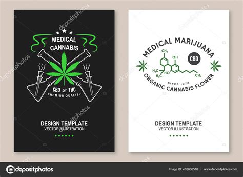 Cartel Cannabis Medicinal Volante Plantilla Con Hoja Cannabis Pipa