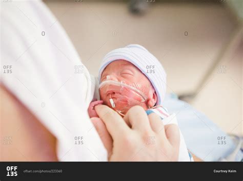 Mother Holding Her Premature Baby Stock Photo OFFSET